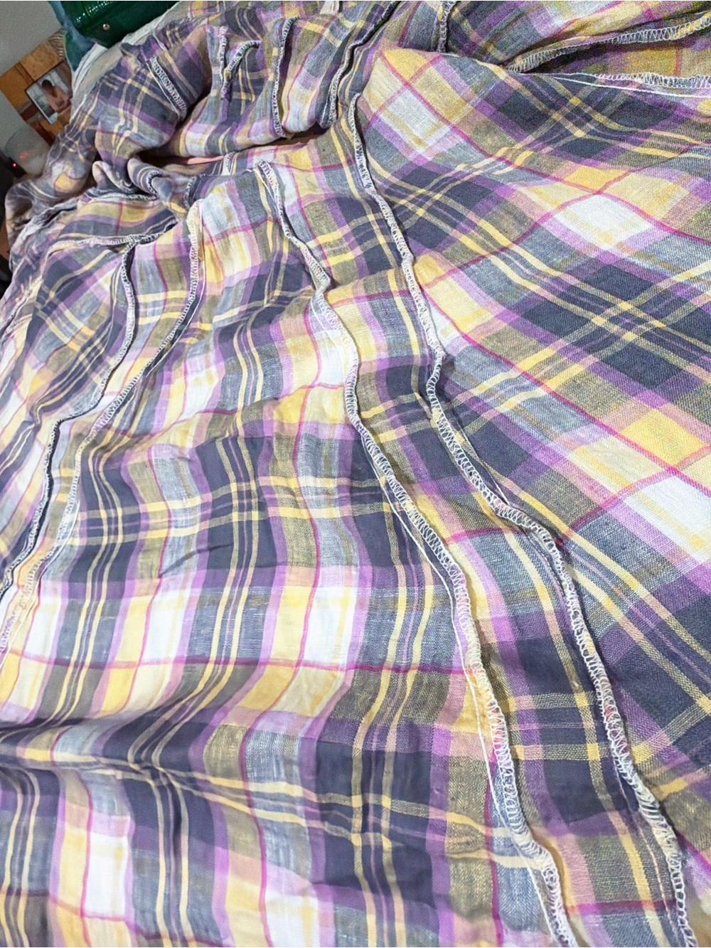 CP SHADES 100% Linen Plaid Maxi Skirt – Size XS - Picture 6 of 6